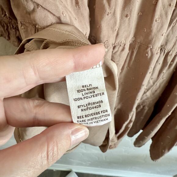 Anthropologie By the River Size Large Dress - Tan Brown Tiered Eyelet Buttoned - Picture 9 of 10